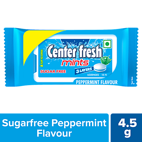 Center Fresh Mints - Peppermint Flavour, Sugar Free, 4.5 g  