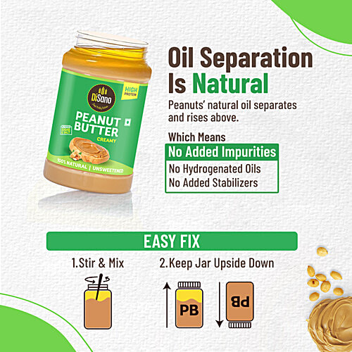 Disano Unsweetened Creamy Peanut Butter, 1 kg Jar