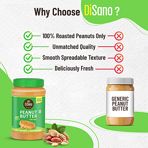 Disano Unsweetened Creamy Peanut Butter, 1 kg Jar