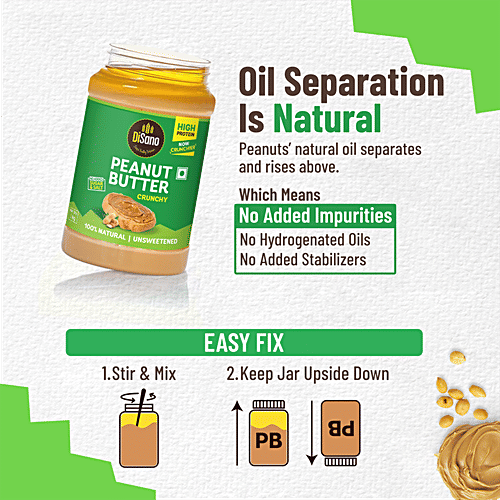 Disano Unsweetened Crunchy Peanut Butter, 1 kg Jar 