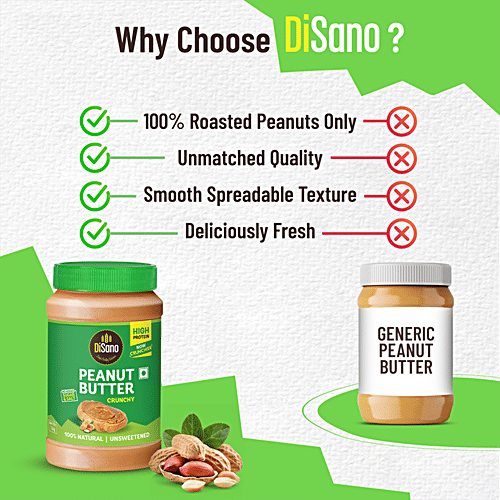 Disano Unsweetened Crunchy Peanut Butter, 1 kg Jar 