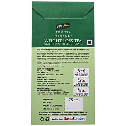 Buy XPLOR Organic Weight Loss Whole Leaf Green Tea with Lemongrass