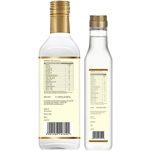 Coco Soul Cold Pressed & Unrefined Virgin Coconut Oil Combo, 2 pcs (1 L + 250 ml)