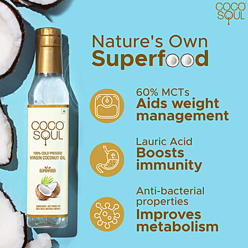 Coco Soul Cold Pressed & Unrefined Virgin Coconut Oil Combo, 2 pcs (1 L + 250 ml)