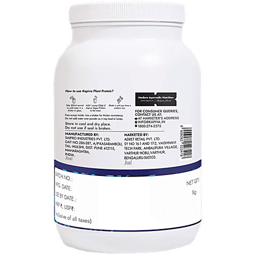 Kapiva Ayurveda Him Foods Plant Protein - Chocolate, Post-workout Recovery Shake, 1 kg 26g Protein Per Scoop, Isolate Protein