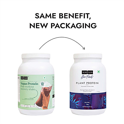 Kapiva Ayurveda Him Foods Plant Protein - Chocolate, Post-workout Recovery Shake, 1 kg 26g Protein Per Scoop, Isolate Protein