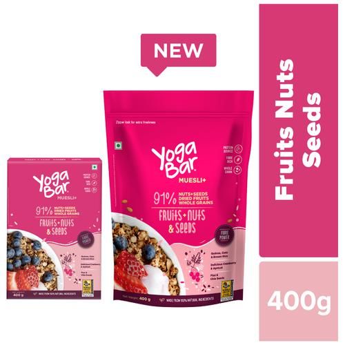 Yoga Bar Muesli - Dried Fruits, Nuts & Seeds, 100% Natural, High In Fibre, Gluten Free, 400 g  