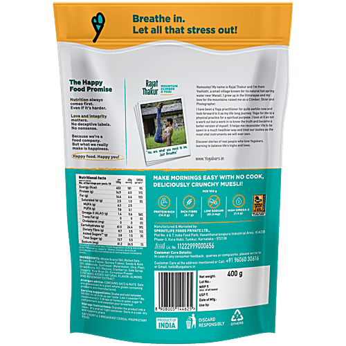 Yoga Bar Muesli - Almond & Quinoa Crunch, Healthy, Rich In Protein, Breakfast Cereal, 400 g  Protein Power