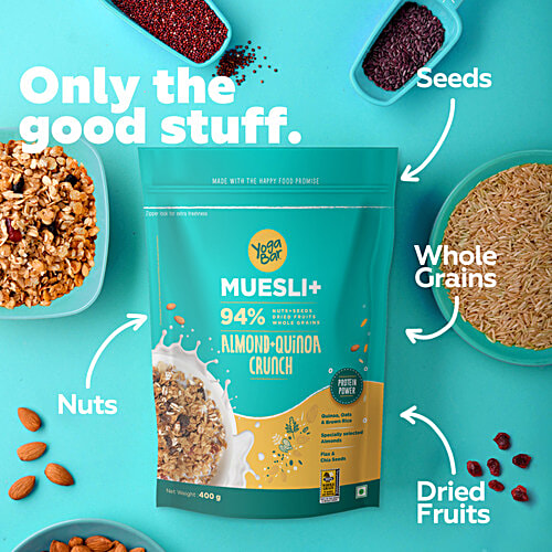 Yoga Bar Muesli - Almond & Quinoa Crunch, Healthy, Rich In Protein, Breakfast Cereal, 400 g  Protein Power
