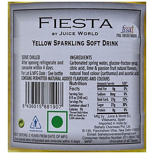 FIESTA Fiesta Sparkling Yellow  Drink, 750 ml Glass Bottle 