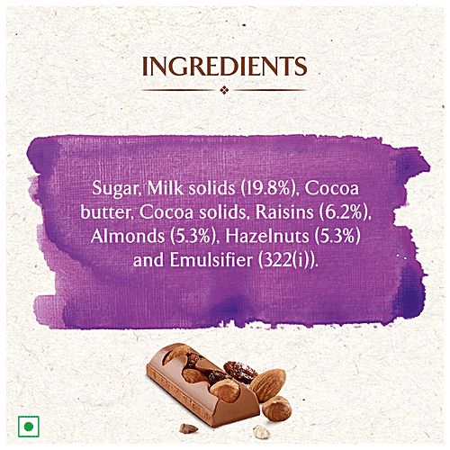 NESTLE Les Recettes de l'Atelier Milk Chocolate - With Raisins, Almonds & Hazelnuts, Rich & Luscious, 100 g  