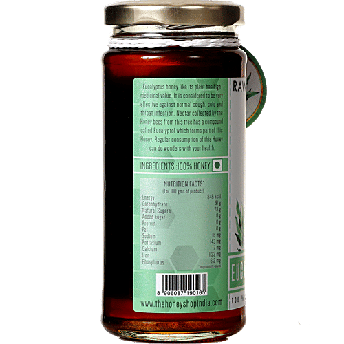 The Honey Shop Raw Eucalyptus Honey - Pure & Natural, Healthy, Woody Caramel Aftertaste, 320 g Bottle