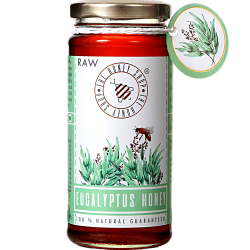 The Honey Shop Raw Eucalyptus Honey - Pure & Natural, Healthy, Woody Caramel Aftertaste, 320 g Bottle