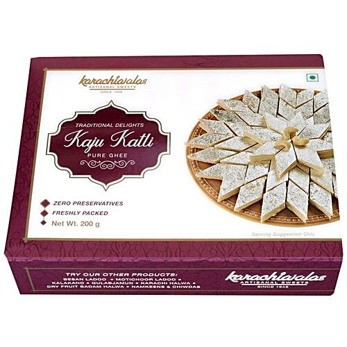 Karachi Sweet Mart Kaju Katli, 200 g  Pure Ghee, Zero Preservatives