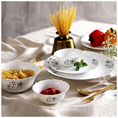 Cello Opalware Dinner Set -Camber Black, 13 pcs  