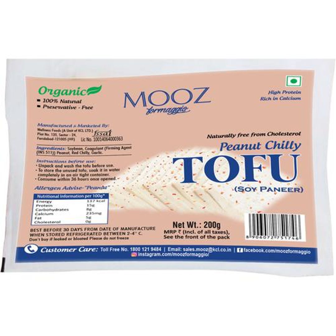 MOOZ Organic Peanut Chilli Tofu - Soy Paneer, 200 g Pouch