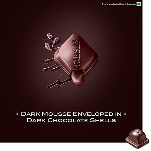 Fabelle Exquisite Chocolates - Intense Dark Dessert Inspired Chocolate Bar, 130 g Luxury Dark Chocolate Centre-Filled Bar Filled With Dark Choco Mousse