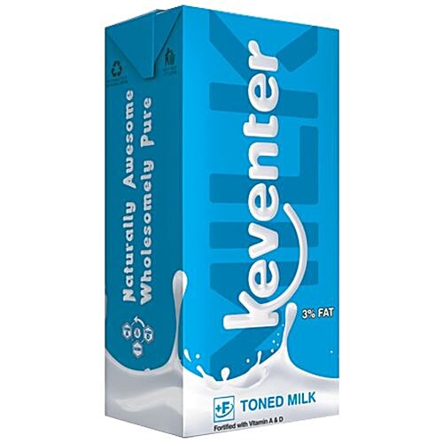 Keventer Homogenised & UHT Treated Toned Milk, 200 ml Carton Fortified with Vitamins A & D