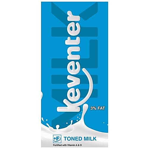 Keventer Homogenised & UHT Treated Toned Milk, 200 ml Carton Fortified with Vitamins A & D