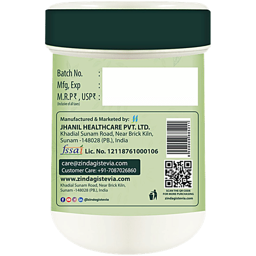 Zindagi Stevia Powder, 200 g  Zero Calories, Zero Glucose, Low GI