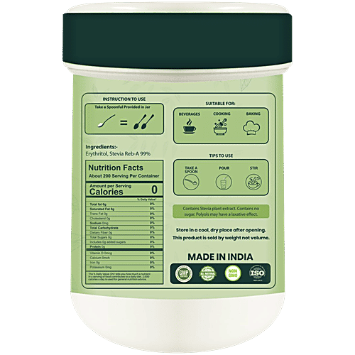Zindagi Stevia Powder, 200 g  Zero Calories, Zero Glucose, Low GI