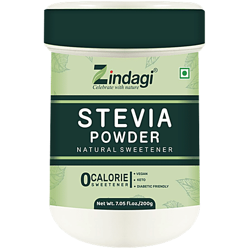 Zindagi Stevia Powder, 200 g  Zero Calories, Zero Glucose, Low GI