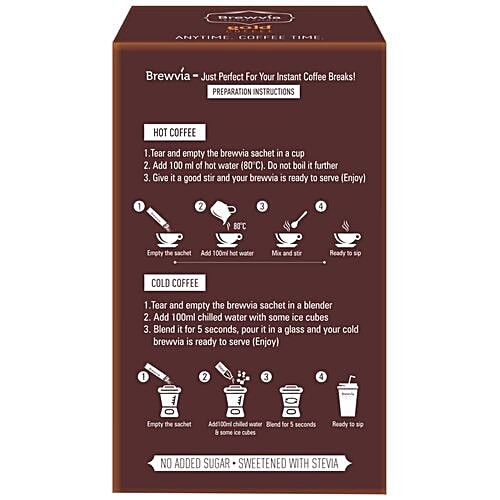 Zindagi Brewvia - Instant Hot & Cold Coffee Sweetened With Stevia, 10 Sachets No Added Sugar
