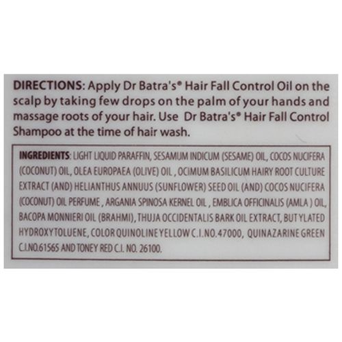 Buy Dr Batra's Hair Fall Control Oil - Prevents Hair Loss, Enriched with  Tulsi Extract, Brahmi Oil & Thuja, Contains Herbal Extracts Online at Best  Price of Rs 290 - bigbasket