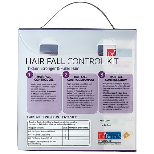 Dr Batra's  Hair Fall Control Kit - Thicker, Stronger & Fuller Hair, 3 pcs  Formuated by Trichologists