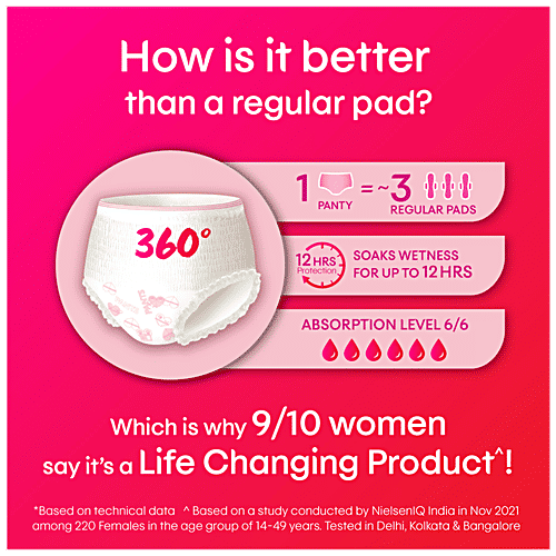 Kotex Overnight Period Panties - 360 Degree Anti-Leakage Protection, M/L, 10 pcs