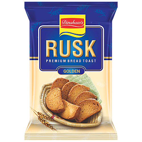 Dinshaws Rusk Premium Bread Toast - Golden, Sweet, Crunchy, No Preservatives, 180 g Pouch
