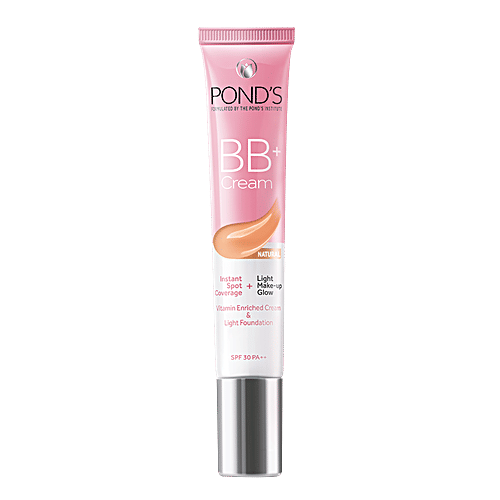 Ponds BB+ Cream - With SPF 30 PA++, For Spot Coverage, Light Make-Up Glow, 18 g  