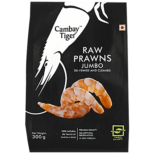 Cambay Tiger Prawns DVC - Jumbo, 300 g Pouch 