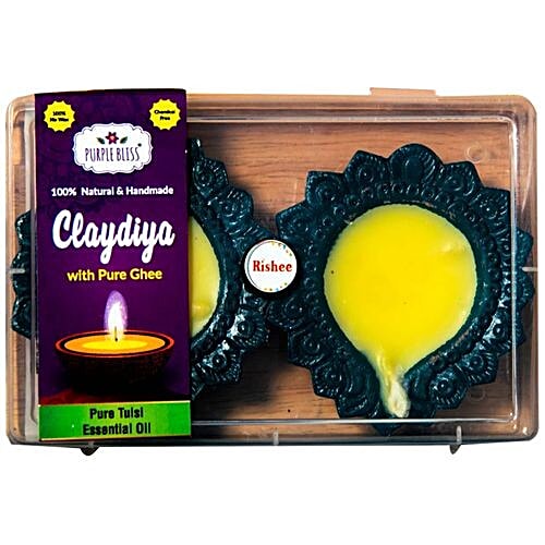 Buy Purplebliss Clay Diya With Ghee & Tulsi Essential Oil Big Online