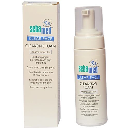 Sebamed Clear Face Cleansing Foam - For Acne-prone Skin, pH 5.5, 50 ml Combats pimples & blackheads, Gentle & effective deep pore cleansing, Oil Free, Non drying