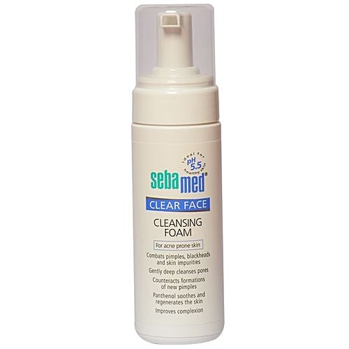 Sebamed Clear Face Cleansing Foam - For Acne-prone Skin, pH 5.5, 50 ml Combats pimples & blackheads, Gentle & effective deep pore cleansing, Oil Free, Non drying