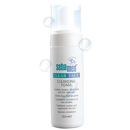 Sebamed Clear Face Cleansing Foam - pH 5.5, 150 ml  Combats pimples with Montaline C40, Deep pore cleansing, Dermatologically & clinically tested