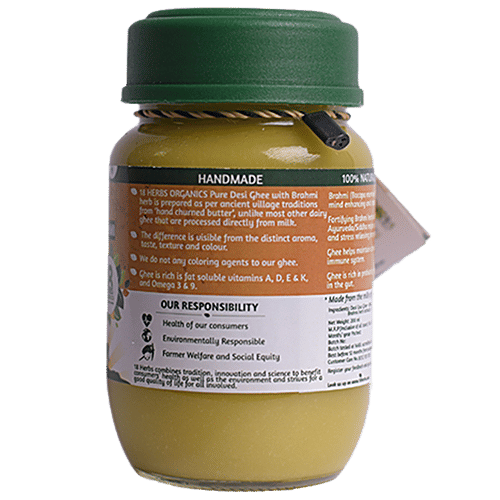 18 Herbs Organics Desi Ghee/Tuppa With Brahmi, 200 ml  Rich in Probiotics