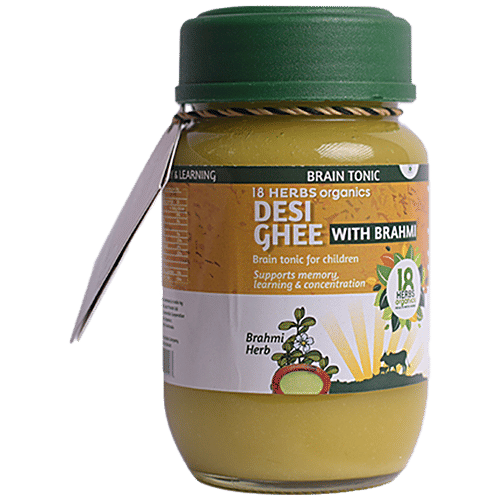 18 Herbs Organics Desi Ghee/Tuppa With Brahmi, 200 ml  Rich in Probiotics