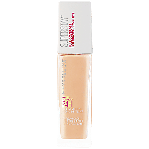 Maybelline New York Super Stay Full Coverage Liquid Foundation, Up To 24 hours, 30 ml 120 Classic Ivory 