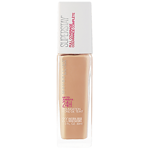 Maybelline New York Super Stay Full Coverage Liquid Foundation, Up To 24 hours, 30 ml 220 Natural Beige 