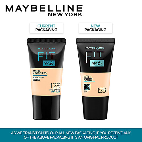Maybelline New York Fit Me Matte+Poreless Liquid Foundation - 128 Warm Nude, 18 ml Tube 