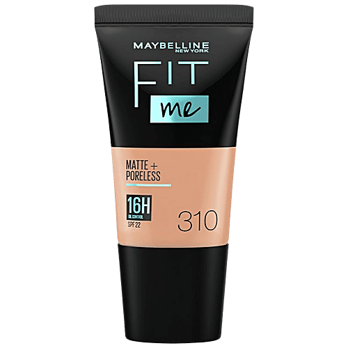 Maybelline New York Fit Me Matte+Poreless Liquid Foundation - 310 Sun Beige, 18 ml Tube 