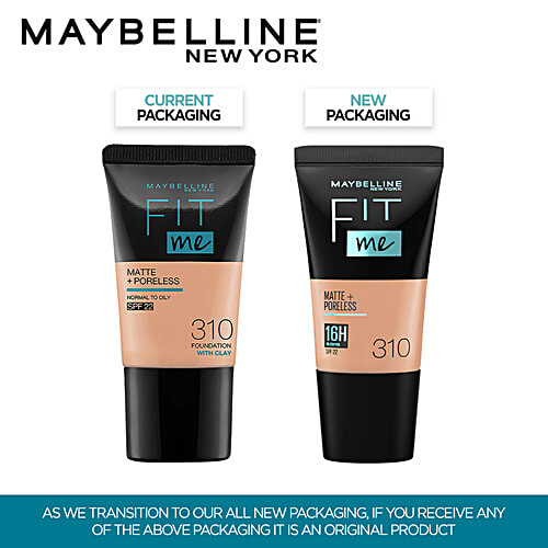 Maybelline New York Fit Me Matte+Poreless Liquid Foundation - 310 Sun Beige, 18 ml Tube 