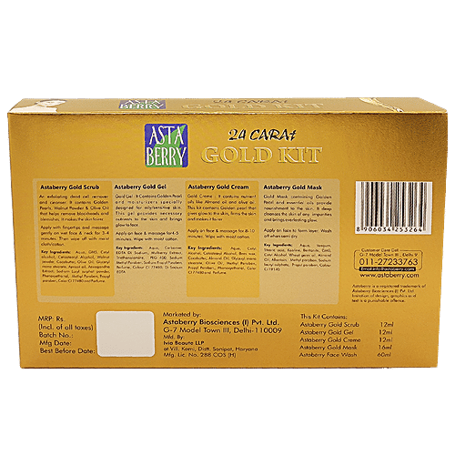 Astaberry Gold Mini Facial Kit 5 Steps, 100 g Get Face Wash Free Worth Rs 75/- 