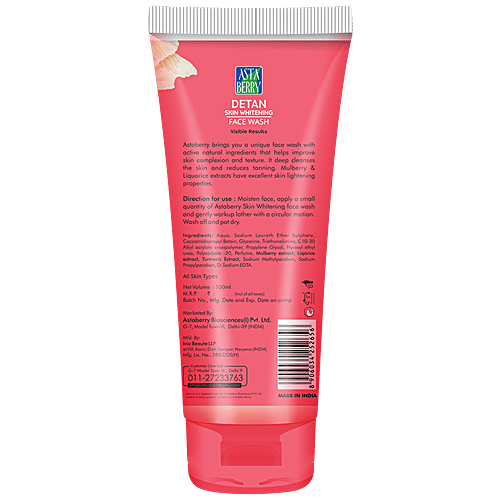 Astaberry Detan Skin Whitening Face Wash, 100 ml GET FREE Fairness Creme 
