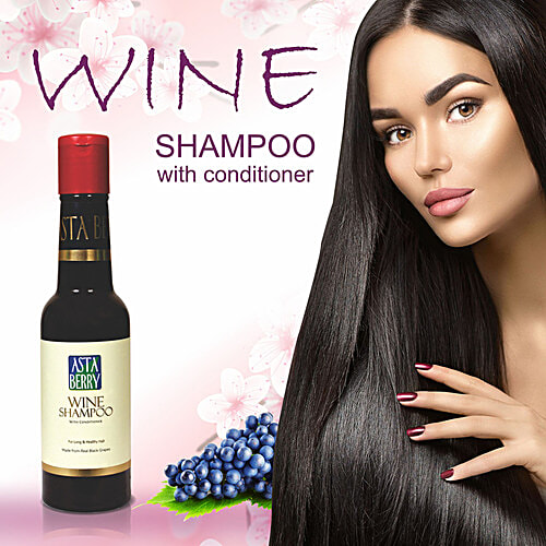 Astaberry Wine Shampoo with Conditioner - Made from Real Black Grapes, For Long & Healthy Hair, 200 ml  
