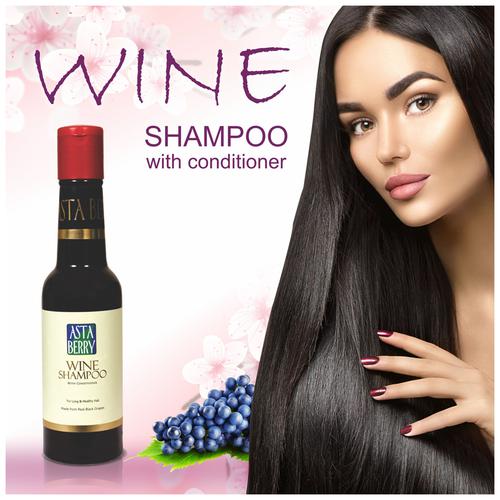 Astaberry Wine Shampoo with Conditioner - Made from Real Black Grapes, For Long & Healthy Hair, 200 ml  