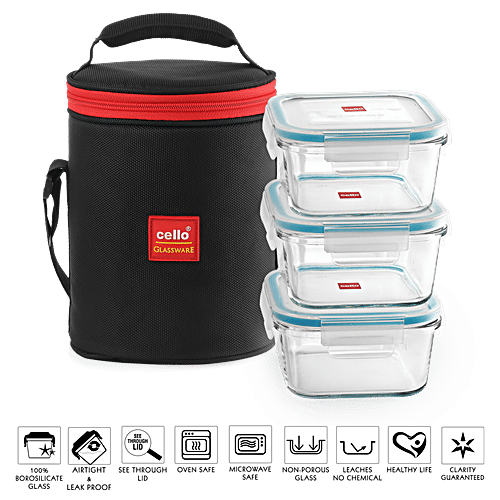 Cello Seal-O-Fresh Glass Lunch/Tiffin Box, 1 pc  