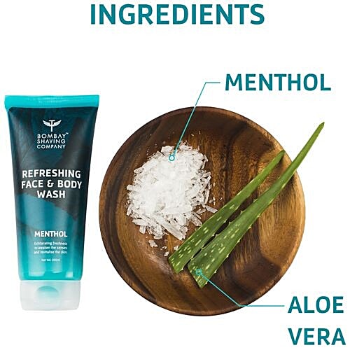 Bombay Shaving Company Refreshing Face & Body Wash - With Menthol, 200 ml  